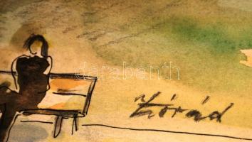 Zórád jelzéssel: Modern palota. Vegyes technika, papír, felcsavarva, 50×90 cm