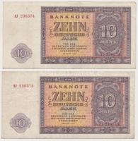 NDK 1955. 10M (2x) sorszámkövetők T:III GDR 1955. 10 Mark (2x) sequential serials C:F