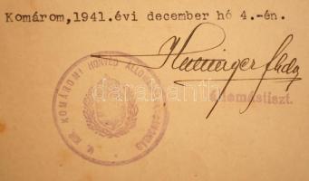 1941 Nyilatkozat arról, hogy gyalogsági őrnagy tűzvonalbeli szolgálatot teljesített, 34x21cm