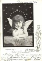 Child angel, Art Nouveau greeting card (b)