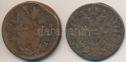 1763S PH-KM Poltura Cu "Mária Terézia" + 1800G 3kr Cu "I. Ferenc" T:3 ph., ü.
H...