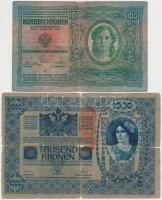 1902. 1000K mindkét oldal német + 1912. 100K + 1913. 20K II. kiadás + 1915. 10K + 1917. 2K mindegyik...