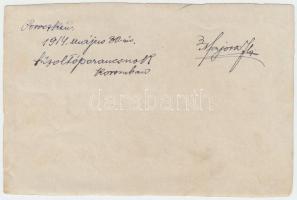 1914 Poroszka, Tűzoltó-felvonulás, hátoldalon feliratozott fotó, 8x12 cm