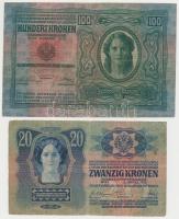 1912. 100K + 1913. 20K mindkettő román felülbélyegzéssel T:III,III-