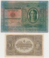 1912. 100K + 1914. 50K + 1920. 10K + 20K + 1923. 100K nyomdahely jelölés nélkül T:II-,III
