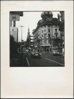 1975 Apostol Pál: Budapest, Blaha Lujza tér, Éjjel-nappal KÖZÉRT, hátoldalon feliratozva, szélén kis szakadással, 24x18 cm