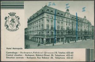 cca 1930 Hotel Metropole, kihajthatós nyomtatvány, 9x41cm