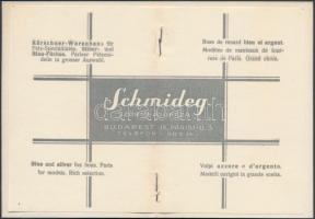 cca 1930 Scmideg Szőrmeáruháza, kihajthatós reklámnyomtatvány, 12x8cm