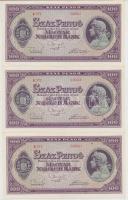 1945. 100P (3x) sorszámkövetők, "BÜNTETÉS" szóban "N" felett lemezhiba T:I-