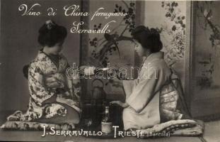 Vino di China ferruginoso Serravallo / Chinese wine advertisment of J. Serravallo, Japanese geishas, folklore