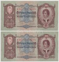 1932. 50P (4x) sorszámkövetők T:II-,III szép papír