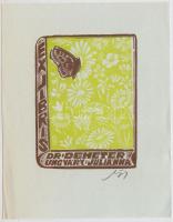 Kósa Bálint (1932-): Ex Libris, Dr Demeter Ungváry Julianna. Színes fametszet, papír, jelzett, 8×6 cm