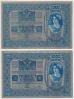 1902. 1000K (3x) mindkét oldal német, "Deutschösterreich" felülnyomással T:III