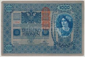 1902. 1000K (3x) mindkét oldal német, "Deutschösterreich" felülnyomással T:III