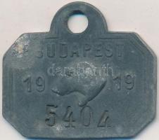1919. Budapest 1919 5404 sorszámozott fém ebbárca (36x32mm) T:2-