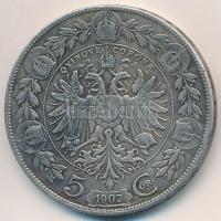 Ausztria 1907. 5K Ag "Ferenc József" T:3 ph., karc Austria 1907. 5 Corona Ag "Franz Joseph" C:F edge error, scratched