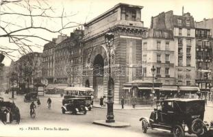 Paris, Porte Saint Martin / triumphal arch, automobiles, buses