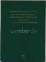 Amerikai Egyesült Államok "AMERICA THE BEAUTIFUL COMMEMORATIVE QUARTERS 2010-2021" 56 férőhelyes gyűjtői album használatlan állapotban USA "AMERICA THE BEAUTIFUL COMMEMORATIVE QUARTERS 2010-2021" collector's album with 56 spaces for coins, in unused condition