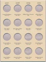 Amerikai Egyesült Államok "PRESIDENTIAL DOLLARS 2007-" 48 férőhelyes gyűjtői album használ...