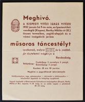 1932 Meghívó a kispesti vitézi járás vitézei műsoros táncestélyére