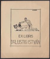Schorr Tibor (?-?): Erotikus ex libris, Dr. Lustig István. Klisé, papír, jelzett a klisén, 7,5×6 cm