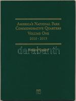 Amerikai Egyesült Államok 2010-2011. 1/4$ "Nemzeti Park" 14xklf "AMERICA'S NATIONAL PARK COMMEMORATIVE QUARTERS VOLUME ONE 2010-2015" gyűjtői albumba rendezve T:1,1- USA 2010-2011. 1/4 Dollar "Natinal Park" 14xdiff. in "AMERICA'S NATIONAL PARK COMMEMORATIVE QUARTERS VOLUME ONE 2010-2015" collector's album C:UNC,AU