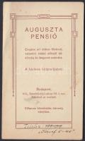 cca 1920 A budapesti Auguszta Pensió reklámkártyája