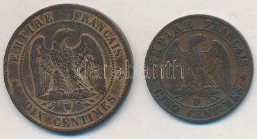Franciaország / Második Császárság 1855D 5c Br + 1856W 10c Br "III. Napóleon" T:2-
France...
