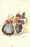 Italian art postcard, children, Anna & Gasparini 552-5. s: V. Castelli (EK)