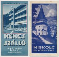 cca 1930-1940 Miskolc és környékének, valamint a Kékes Szálló utazási prospektusa, képekkel illusztrált