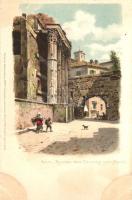 Rome, Roma; Ruinen des Forums von Nervi, Meissner & Buch Rom 12 Künstler-Postkarten Serie 1018. litho s: G. Gioja (cut)