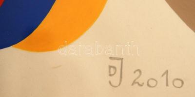 Dévényi János (1956-): Ellipszis sor. Akril, papír, jelzett, üvegezett keretben, 30×40 cm