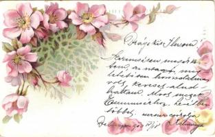 Flowers greeting card, litho (b)