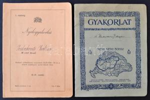 cca 1930-1940 Iskolai füzetek, 2 db, az egyiken a "Nem! Nem! Soha!" irredenta jelmondattal