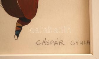 Gáspár Gyula (1957-) Femme fatale. Tempera-tus, papír, jelzett, üvegezett keretben,  31×21 cm