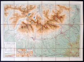 1905 A Magas Tátra turistatérképe vászonra kasírozva. Szép állapotban / Large map of the Tatra on canvas 75x51 cm