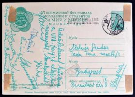 24 db, magyar sportolók által aláírt levelezőlap