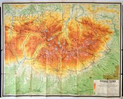 cca 1930 A Magas Tátra hegy és vízrajzi térképe  / Large geological and hydrologic map of Tatra 96x76 cm