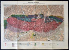 1896 A Magas Tátra geológiai térképe . Hajtásoknál ragasztva/ Large geological map of Tatra glued at folds 80x60 cm