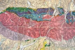 1896 A Magas Tátra geológiai térképe . Hajtásoknál ragasztva/ Large geological  map of Tatra glued a...