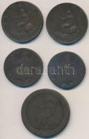Nagy-Britannia 1771-1799. 1/2P Cu (4x) + 1797. 1P Cu "III. György" T:2-,3
Great Britain 1...