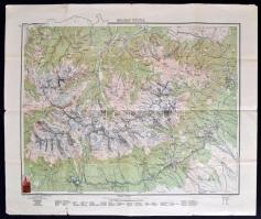 1930 Magas Tátra jelzett turistaútjai térkép / High Tatra tourist tracks map 60x50 cm