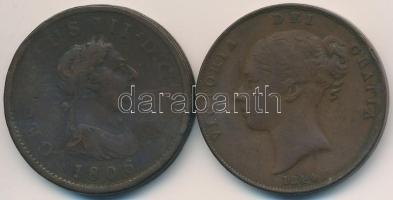 Nagy-Britannia 1806-1844. 1P Cu (2x) "III. György" + "Viktória" T:2-,3 ph. Great Britain 1806-1844. 1 Penny (2x) "George III" + "Victoria" C:VF,F edge error