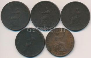 Nagy-Britannia 1806-1827. 1/2P Cu (5x) "III. György" + "IV. György" T:2-,3
Grea...