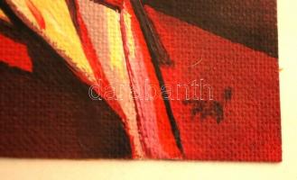 PA jelzéssel: Kompozíció. Olaj, vászon, üvegezett keretben, 7,5×7,5 cm