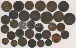 ~1800-1900. 33db-os brit, és brit gyarmati fémpénz tétel T:2,2-,3
~1800-1900. 33pcs of British and ...