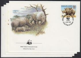 1987 WWF: fehér orrszarvú sor Mi 528-531 4 db FDC-n