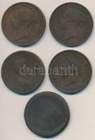 Nagy-Britannia 1806-1854. 1P Cu (5x) "III. György" + "IV. György" + "Viktór...