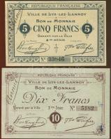 Franciaország/Ville de Lys.. 1914-18. 5Fr + 10Fr "Annulé" T:I