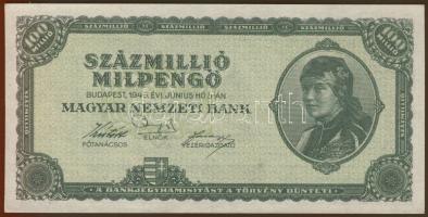 1946. 100.000.000Milp előoldali gépszínátnyomattal T:I